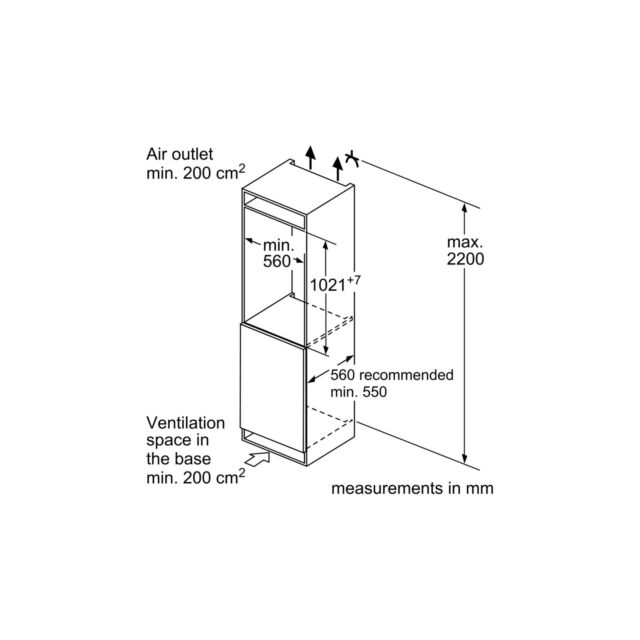 Bosch GIN31AE30G Freezer Integrated Fixed Hinge 102cm