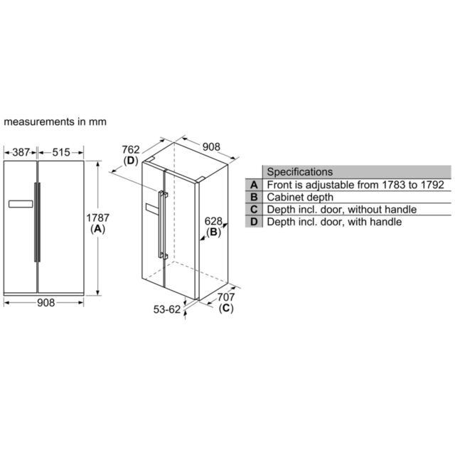 Bosch KAN93VIFPG Fridge Freezer American S/Steel