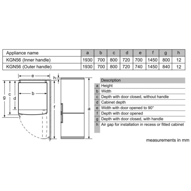Bosch KGN56XL30 Fridge Freezer 193 X 70 70/30 Inox