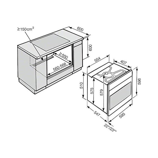 Miele H2265-1BP Oven Single Pyrolytic