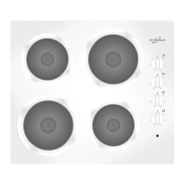 Statesman ESH630WH Hob 60Cm Solid Plate White